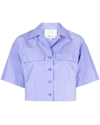 3.1 Phillip Lim Notched-collar Cropped Shirt - Blue