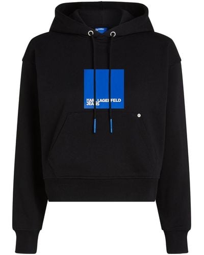 Karl Lagerfeld Box-logo Organic-cotton Hoodie - Black