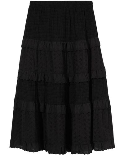 B+ AB Tiered Lace-panel Maxi Skirt - Black