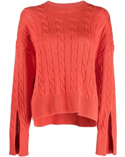 Bally Cable-knit Cotton Sweater - Red