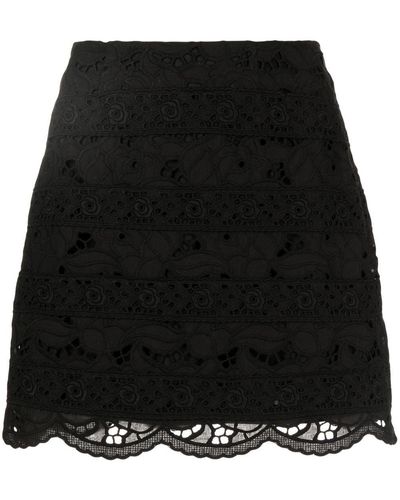 Goen.J Lace Detail A-line Skirt - Black
