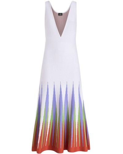 Etro Knit-jacquard V-neck Dress - White