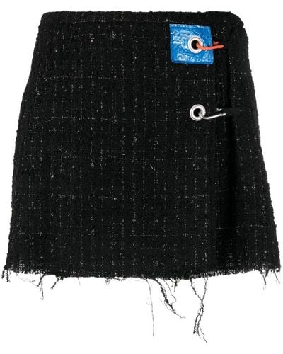 Heron Preston Carabiner-fastening Tweed Miniskirt - Black