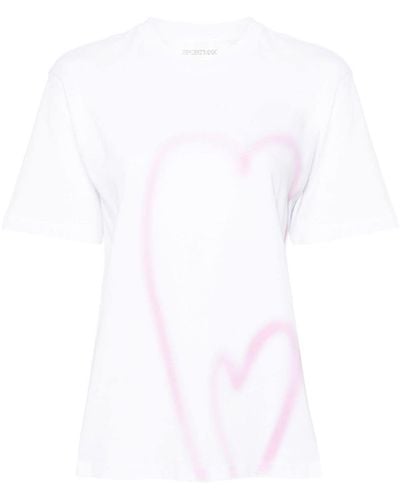 Sportmax T-Shirt mit Herz-Print - Weiß