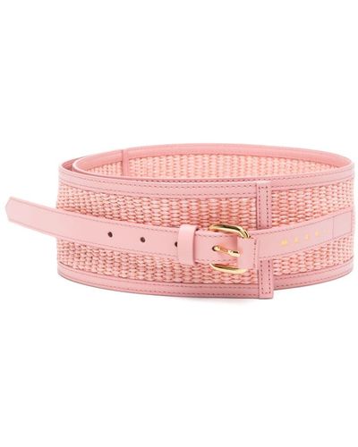 Marni Woven Rafia Buckle-fastening Belt - Pink