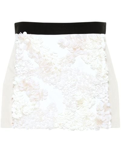 Plan C Sequin-embellished Mini Skirt - White