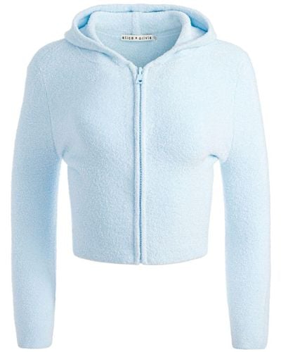 Alice + Olivia Lidell Cropped Hooded Cardigan - Blue