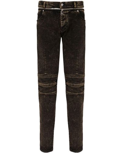 Balmain Faded-denim Straight-leg Jeans - Black