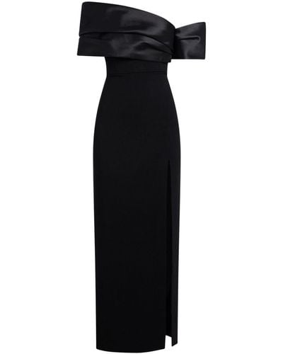Solace London Alexis サテン&クレープロングドレス - ブラック