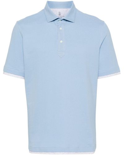 Brunello Cucinelli Poloshirt im Layering-Look - Blau
