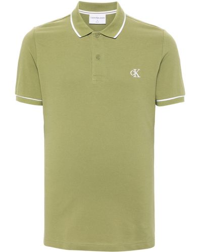 Calvin Klein Logo-embroidered Piqué Polo Shirt - Green