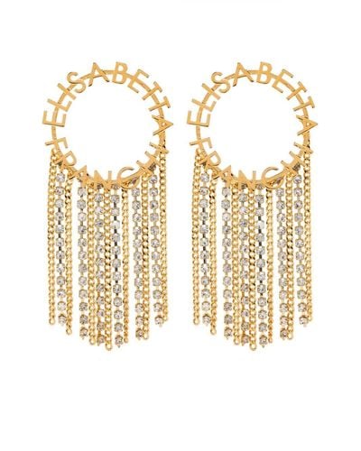 Elisabetta Franchi Logo-lettering Dangle Earrings - Metallic