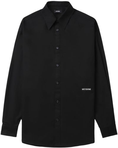 we11done Camisa con logo bordado - Negro