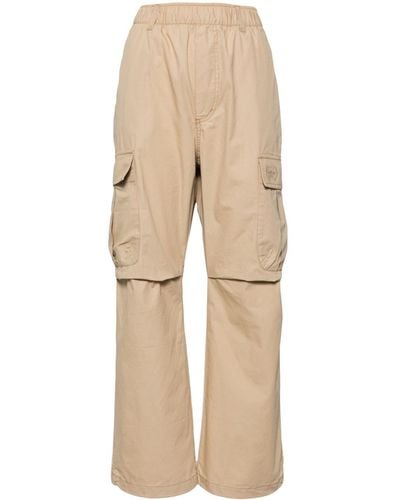 Chocoolate Logo-embroidered Cotton Cargo Trousers - Natural