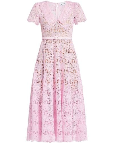 Self-Portrait Guipure-lace Midi Dress - Pink