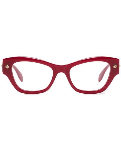 Alexander McQueen Brille mit Nieten - Rot