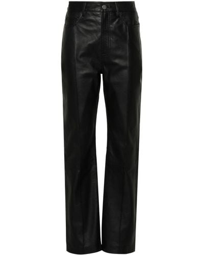 Remain Straight-leg Leather Trousers - Black
