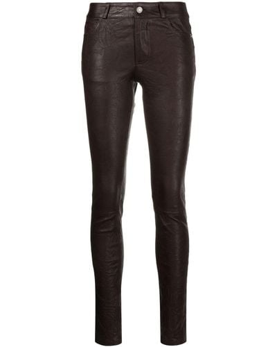 Zadig & Voltaire Phlame Skinny Leather Trousers - Grey