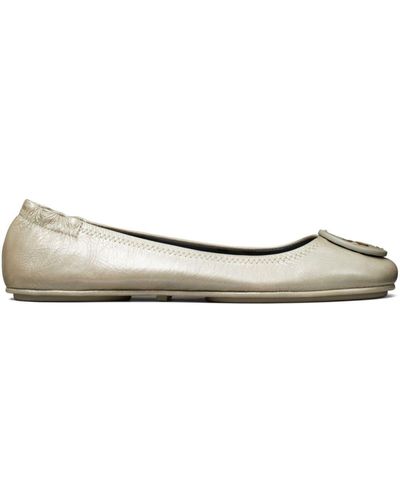 Tory Burch Minnie Leather Ballerina Shoes - White