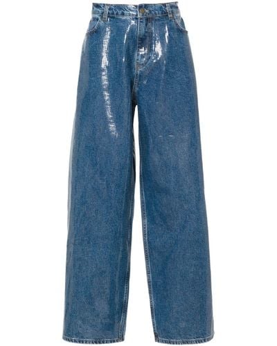 Philosophy Di Lorenzo Serafini Pantalones anchos con acabado revestido - Azul