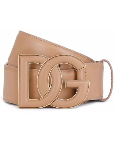 Dolce & Gabbana Dgロゴ レザーベルト - ブラウン