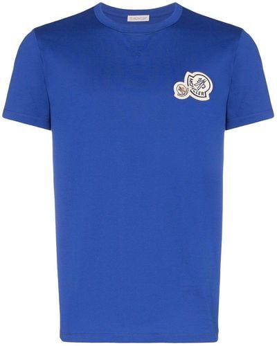 Moncler T-shirt Met Dubbelzijdige Logoprint - Blauw