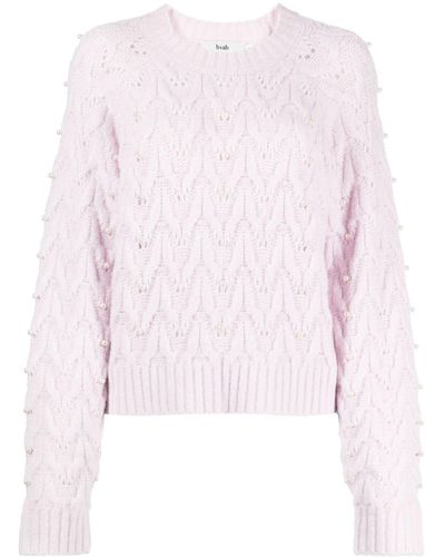 B+ AB Pearl-embellished Cable-knit Sweater - Pink