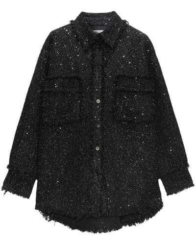 MSGM Sequined Tweed Shirt - Black