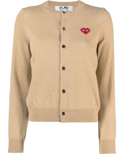 COMME DES GARÇONS PLAY Embroidered Heart Wool Cardigan - Natural