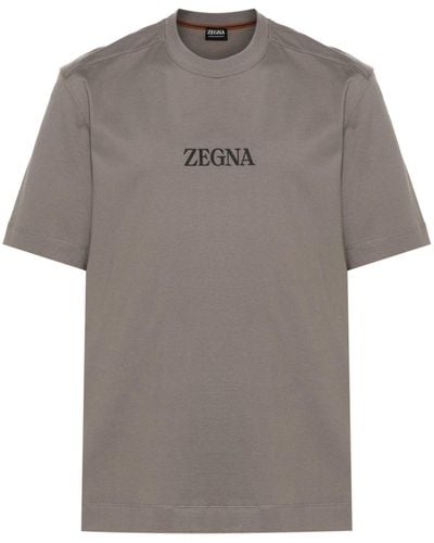 Zegna Camiseta con logo estampado - Gris