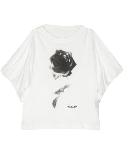 Undercover Rose-print Cotton T-shirt - White