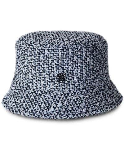 Maison Michel Sombrero de pescador con ribete de tweed - Azul