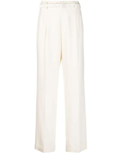Ralph Lauren Collection Stamford Belted Straight-leg Wool Pants - White