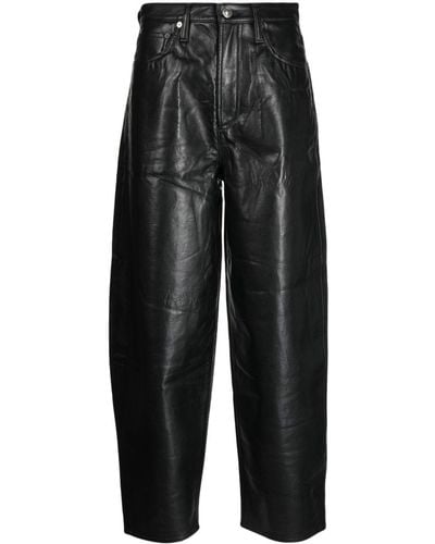 Agolde High-waisted Leather Balloon Trousers - Black