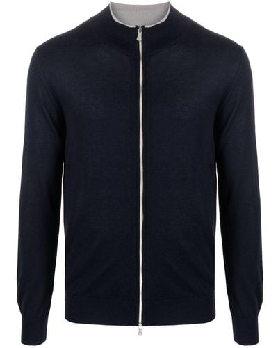 Eleventy Lightweight Zip-up Sweatshirt - Blue