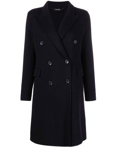 Paltò Double-breasted Button-front Coat - Black