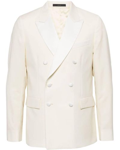 Paul Smith Double-breasted Wool-mohair Blazer - Natural