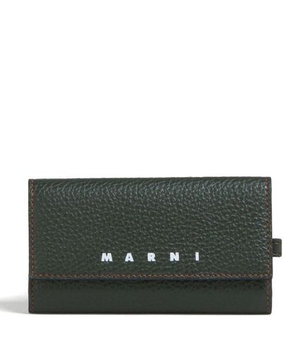 Marni Logo-print Leather Key Case - Gray