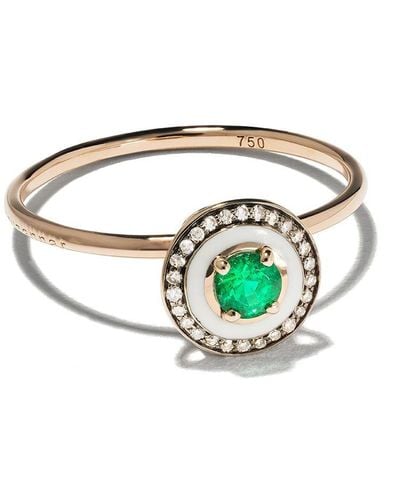 Selim Mouzannar 18kt Rose Gold Diamond Emerald Mina Ring - White