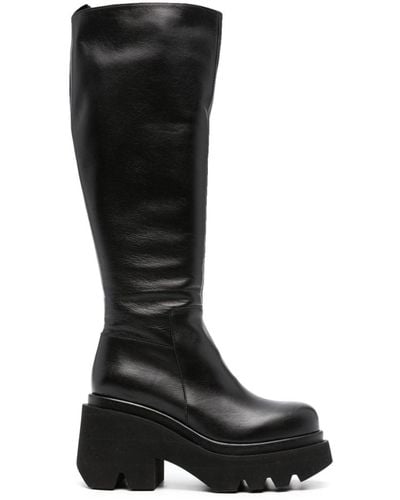 Paloma Barceló Leather Heel Boots - Black