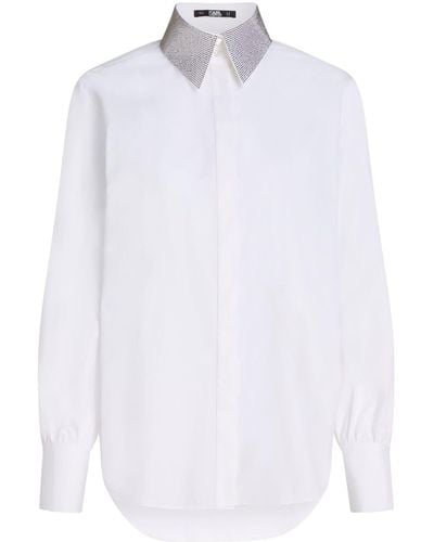 Karl Lagerfeld Hemd mit Strass-Kragen - Weiß