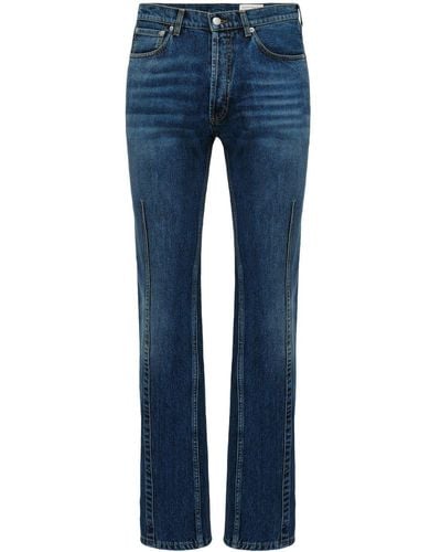 Alexander McQueen Straight-Leg-Jeans mit Abnähern - Blau