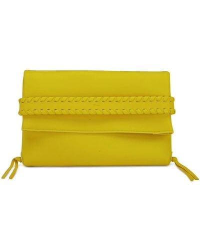 Chloé Mony Wrist-strap Leather Clutch Bag - Yellow