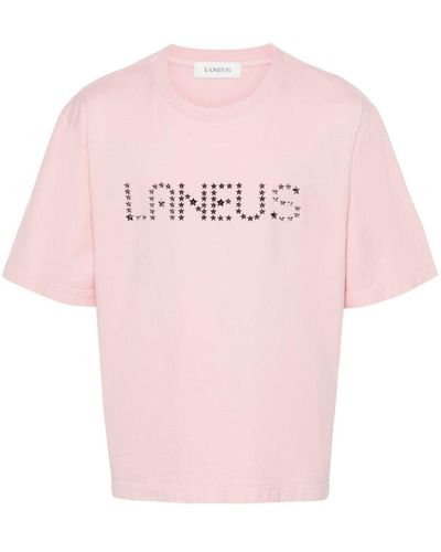 Laneus T-shirt Met Logo Van Studs - Roze