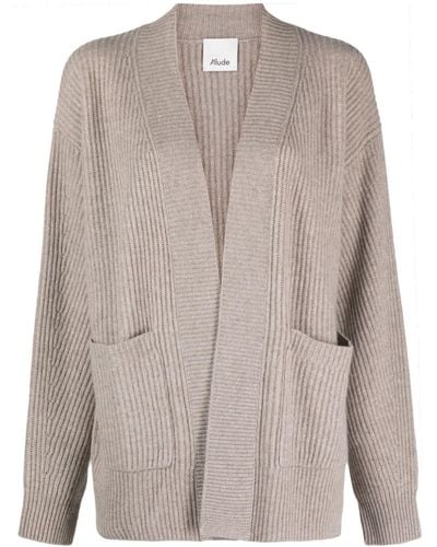 Allude Mélange-effect Ribbed Cardigan - Brown