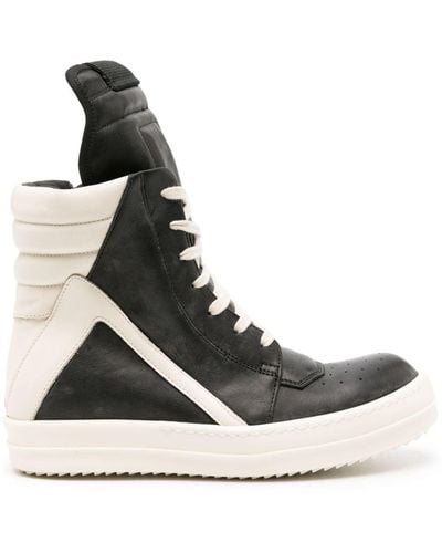 Rick Owens Geobasket Lace-up Leather High-top Sneakers - Black