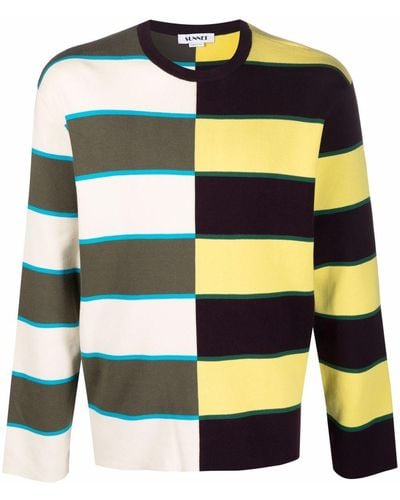 Sunnei Striped Knit Cotton Sweater - Yellow