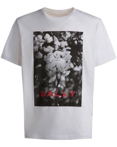 Bally Logo-T-Shirt mit Blumen-Print - Grau
