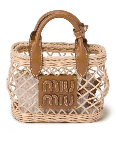 Miu Miu Woven Basket Tote Bag - Metallic