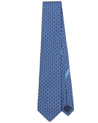 Ferragamo Gancini-pattern silk tie - Blau
